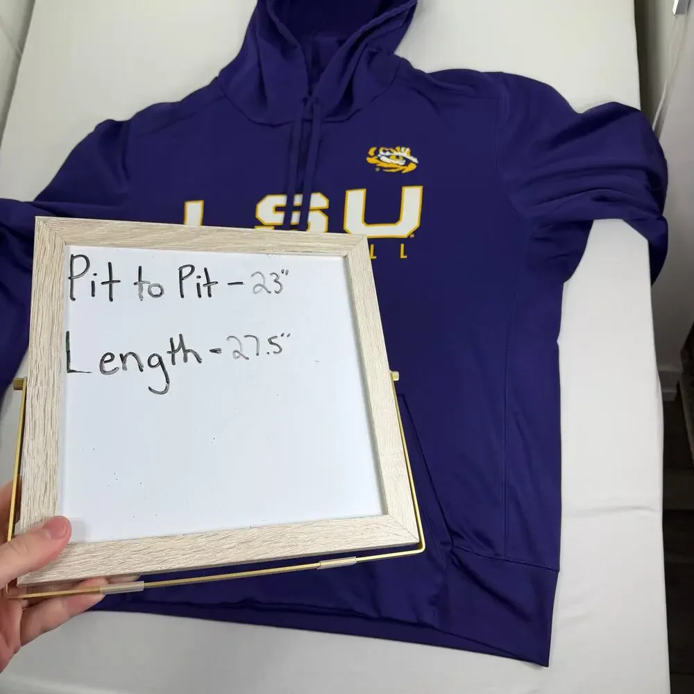 Nike LSU Wildcats Football Center Swoosh Hoodie Mens XL DriFit Purple Sweatshirt